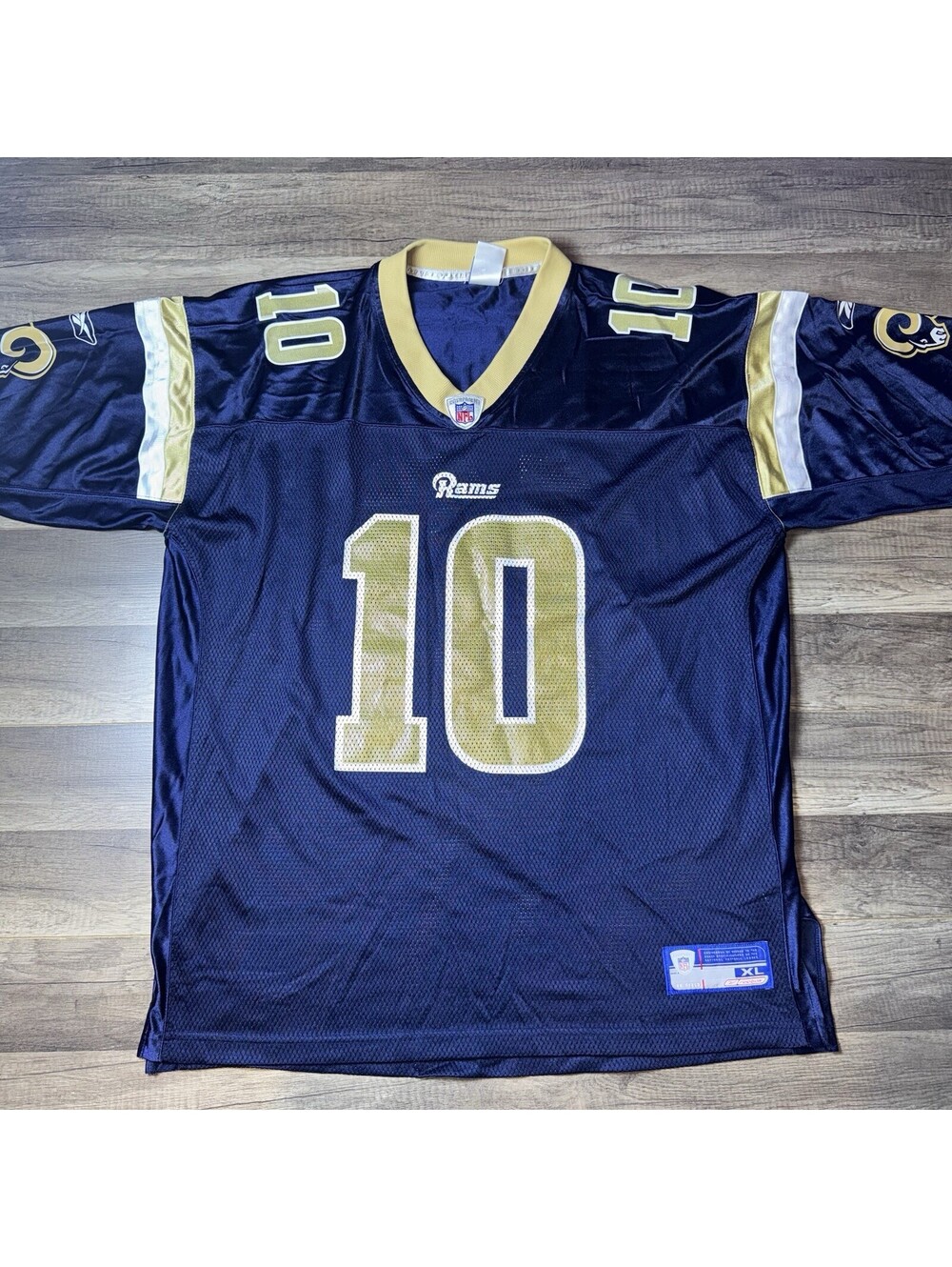 Vintage St. Louis Rams #10 Marc Bulgar Reebok Jersey Men X-Large  Blue NFL